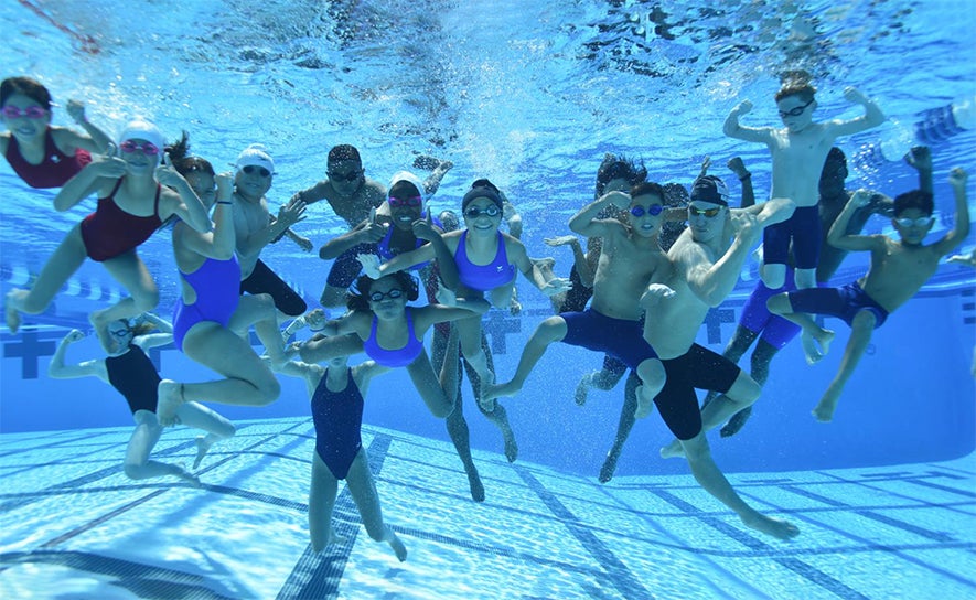 Chase Kalisz with Age Group Swimmers