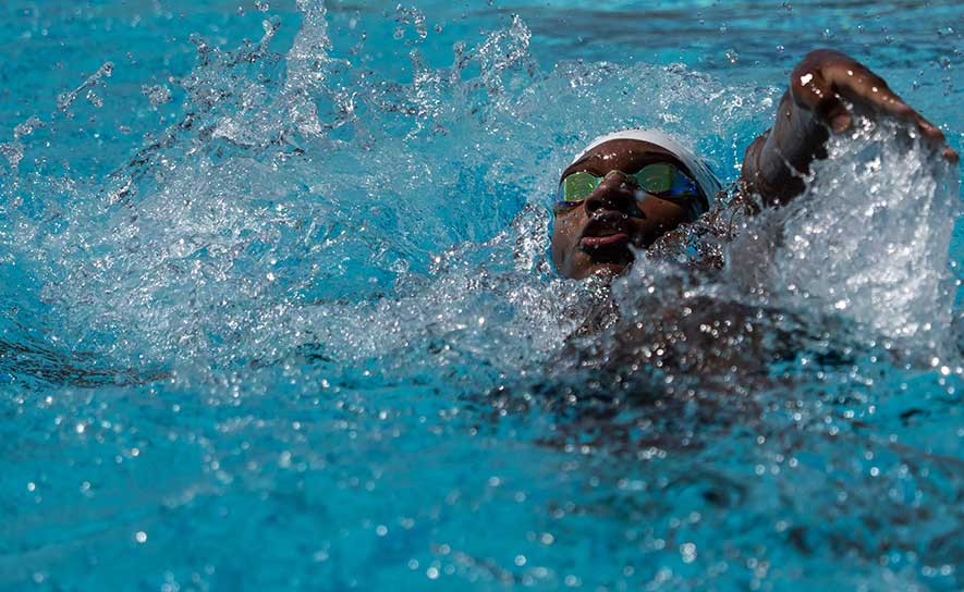 Backstroke Swimmer White Cap