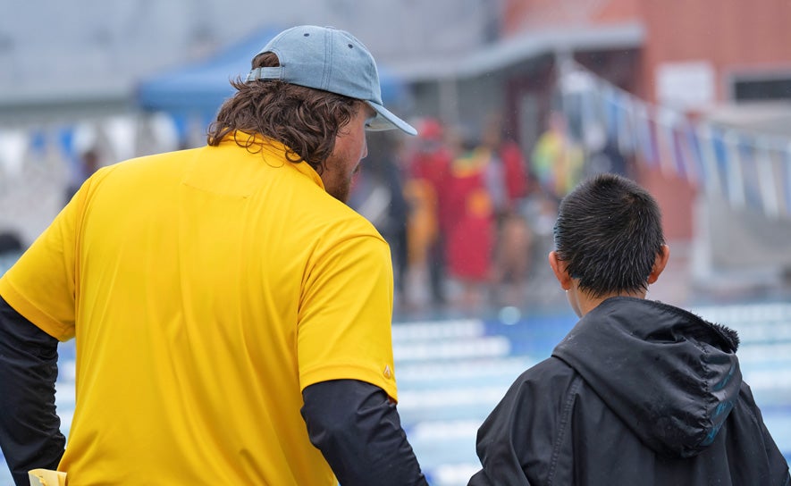 Coach and Age Group Swimmer