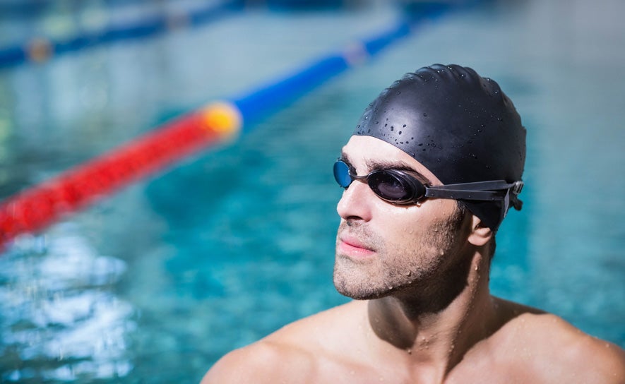 Male Swimmer Black Cap