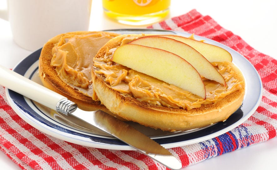 Peanut Butter Bagel with Apples