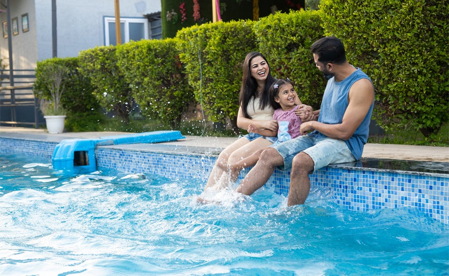 Parents with Child at Pool