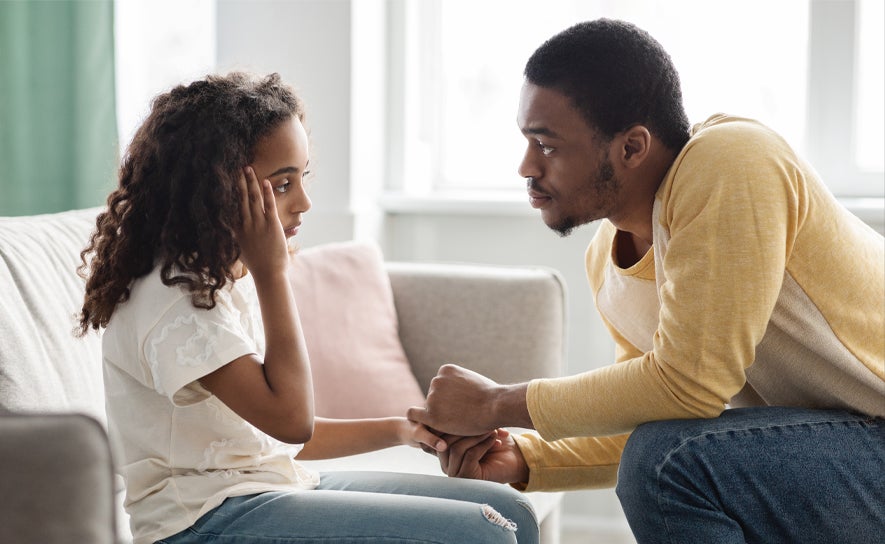 Stressed Girl with Father
