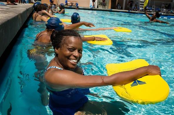 Smiling Swimmer at Swim 1922 Clinic 1