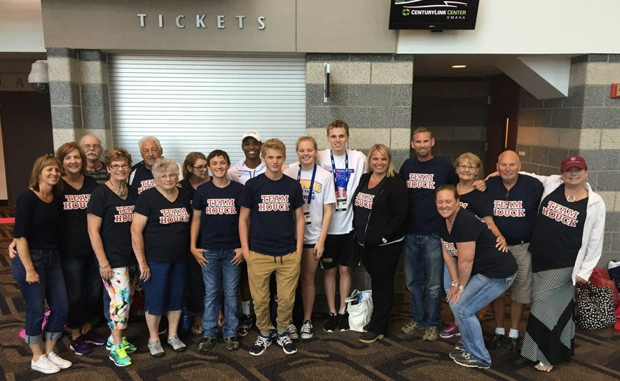 Team Houck in Omaha Relatives of Logan Houck adorn their Team Jouck shirts in Omaha