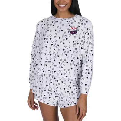 Manifest dreams of USA Swimming taking home the gold by grabbing this Epiphany Long Sleeve Top & Shorts Set from Concepts Sport. The set includes both the top and bottoms so you have a stylish and cohesive fit. The bold USA Swimming graphics will have you feeling like the next member of the the US team.|https://fanshop.usaswimming.org/womens-concepts-sport-white-usa-swimming-epiphany-long-sleeve-top-and-shorts-set/p-460077829078560335+z-92-4003575168?_ref=p-GALP:m-GRID:i-r16c2:po-50|0|ftf9 