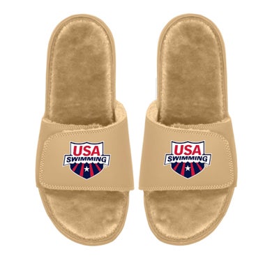 Keep yourself warm and cozy while you represent USA Swimming. These Fur Slides are lightweight and comfortable, making them the perfect footwear for any fan. Whether watching your countrymen and women compete from home or cheering on from the stands, the exciting graphics featured on the footwear will have you feeling like the ultimate fan. |https://fanshop.usaswimming.org/mens-islide-tan-usa-swimming-faux-fur-slides/p-16137180692394+z-9334-528520890?_ref=p-GALP:m-GRID:i-r12c1:po-37|0|stt2