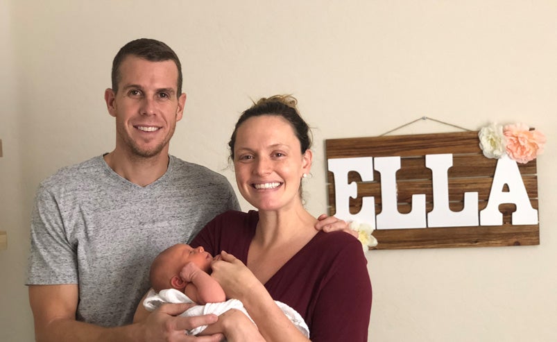 Darian Townsend and wife Claire with baby Ella Darian Townsend and wife Claire with baby Ella